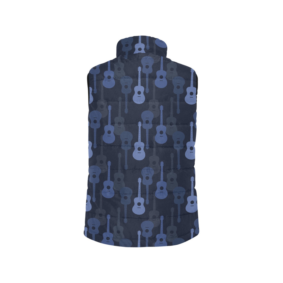 Blue Theme guitar pattern Women's Padded Vest