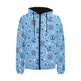 Anchors rudder compass star nautical pattern Men's Padded Hooded Jacket