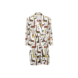 Giraffe Pattern Print Design 05 Men's Long Sleeve Belted Night Robe