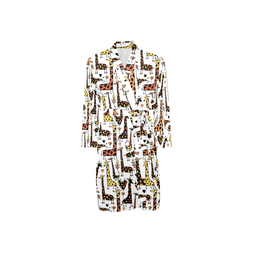Giraffe Pattern Print Design 05 Men's Long Sleeve Belted Night Robe
