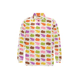 Hippopotamus Pattern Print Design 01 Men's Long Sleeve Polo Shirt
