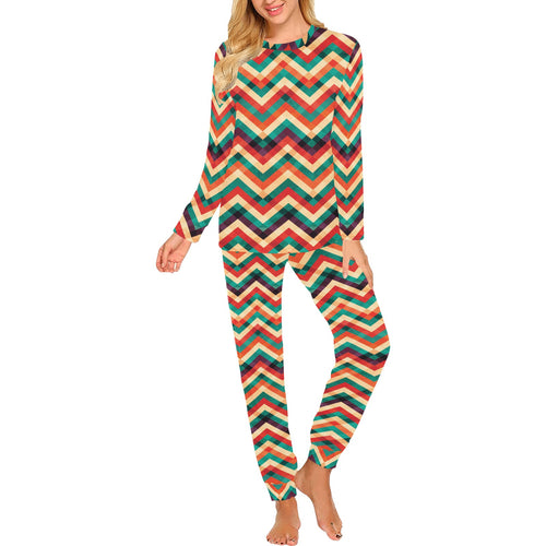 zigzag chevron colorful pattern Women's All Over Print Pajama Set
