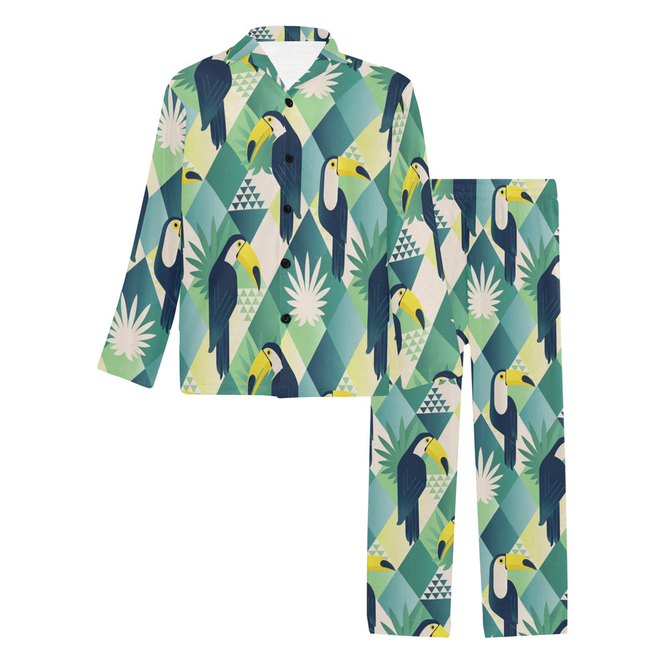 Toucan tropical leaves design pattern Men's Long Pajama Set