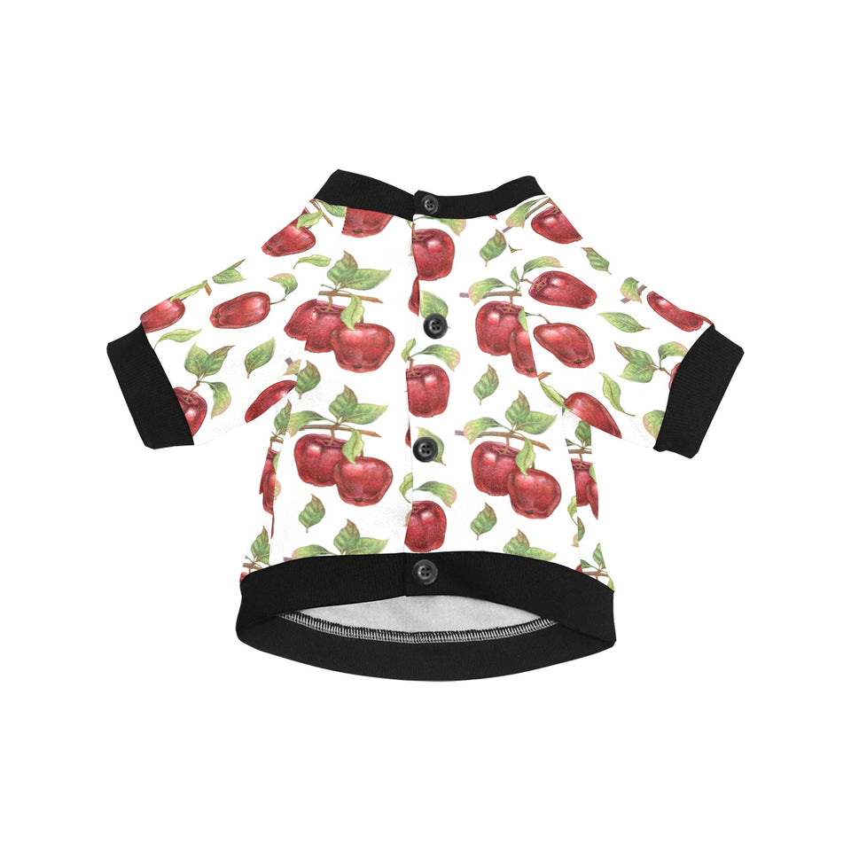 Red apples pattern All Over Print Pet Dog Round Neck Fuzzy Shirt