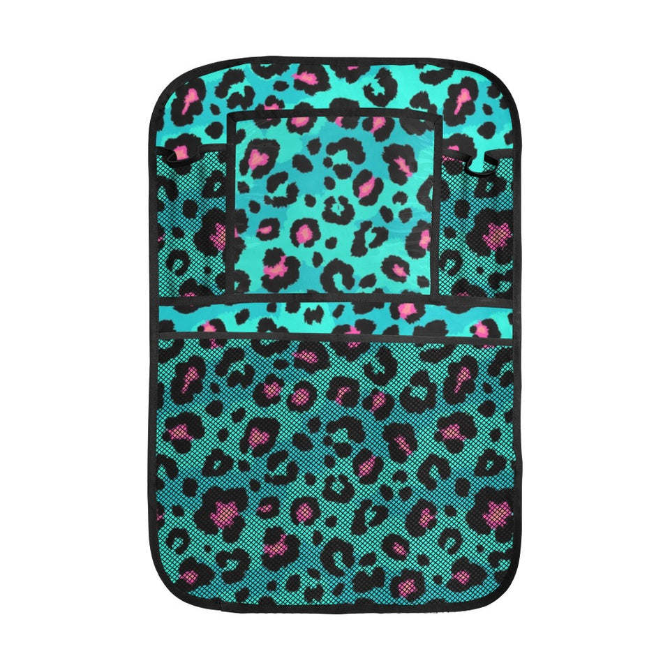 Green leopard skin print pattern Car Seat Back Organizer