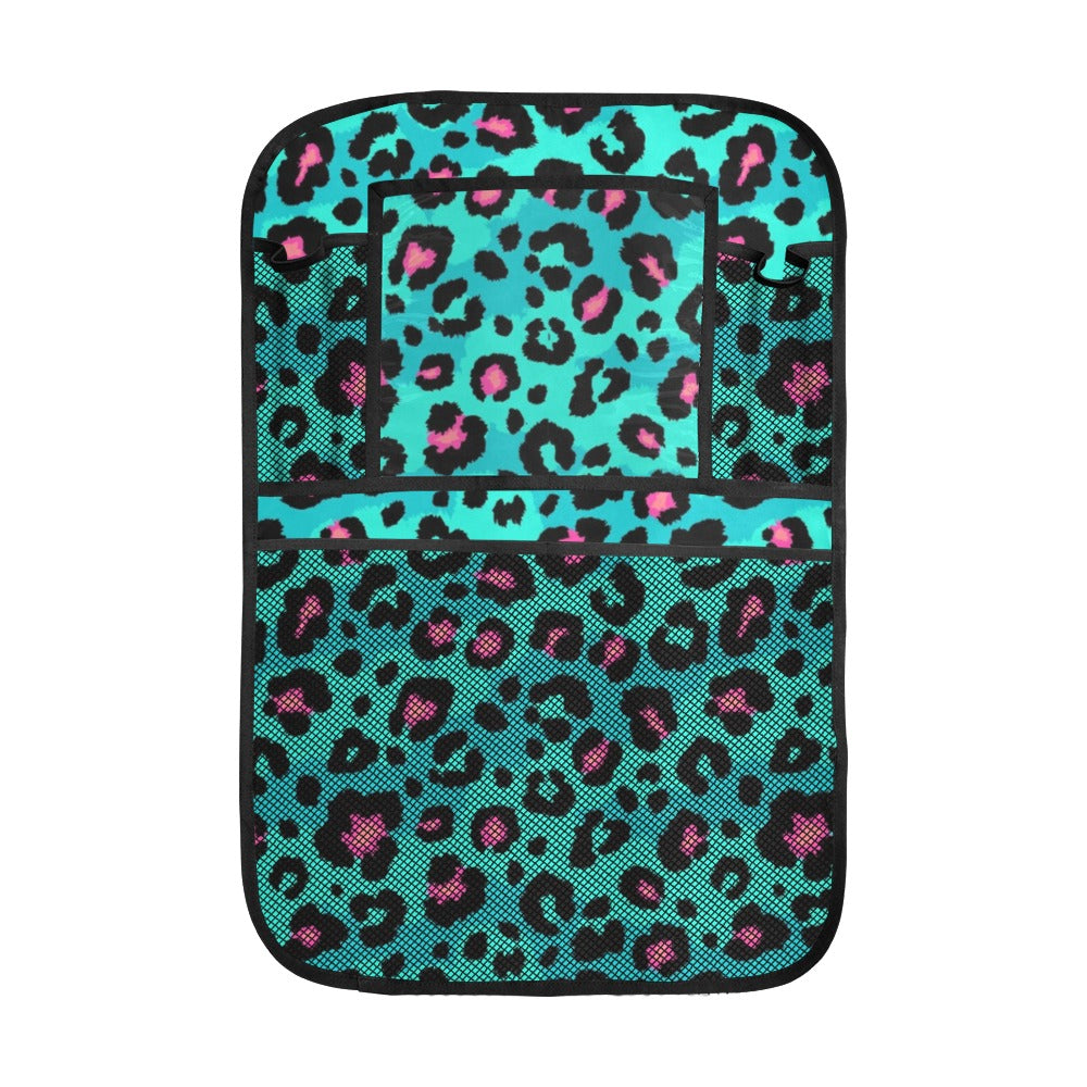 Green leopard skin print pattern Car Seat Back Organizer