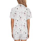 Poodle dog rose cake pattern Women's V-Neck Short Pajama Set