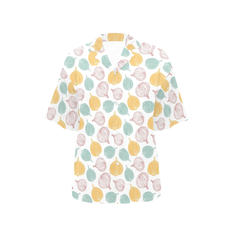 colorful onions white background Women's All Over Print Hawaiian Shirt