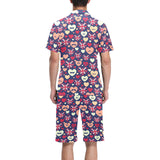 British Pattern Print Design 02 Men's V-Neck Short Pajama Set