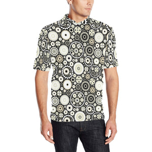 Gear Pattern Print Design 02 Men's All Over Print Polo Shirt