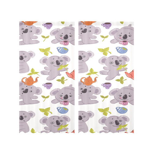 Cute koalas teapots tea Gauze Curtain
