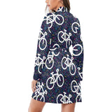 Bicycle Pattern Print Design 03 Women's Long Sleeve Belted Night Robe
