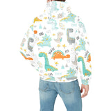 Cute funny kids dinosaurs pattern Men's Padded Hooded Jacket