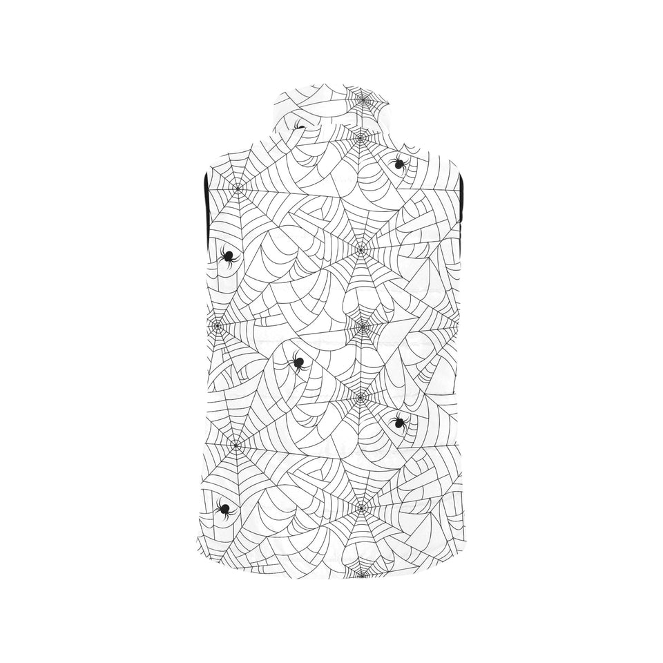 Spider web cobweb pattern white background Women's Padded Vest