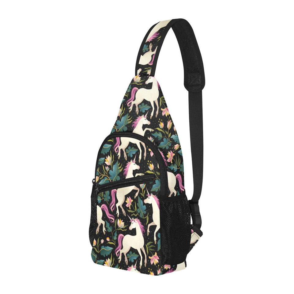 Unicorns forest background All Over Print Chest Bag