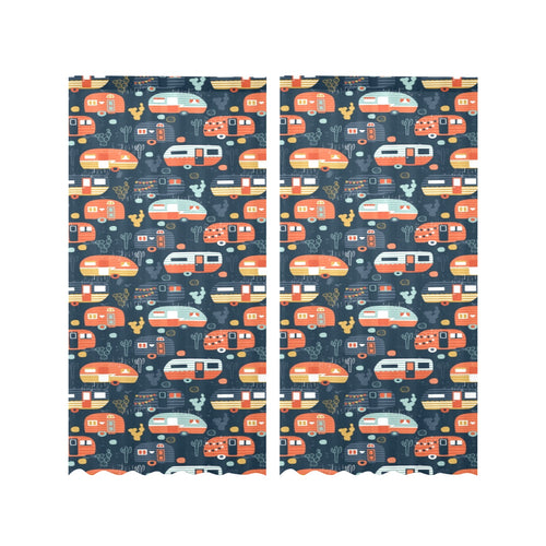 Camper Van Pattern Print Design 05 Gauze Curtain