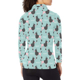 poodle dog green background Women's Long Sleeve Polo Shirt