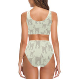 Little young goat pattern Chest Bowknot High Waisted Bikini Swimsuit