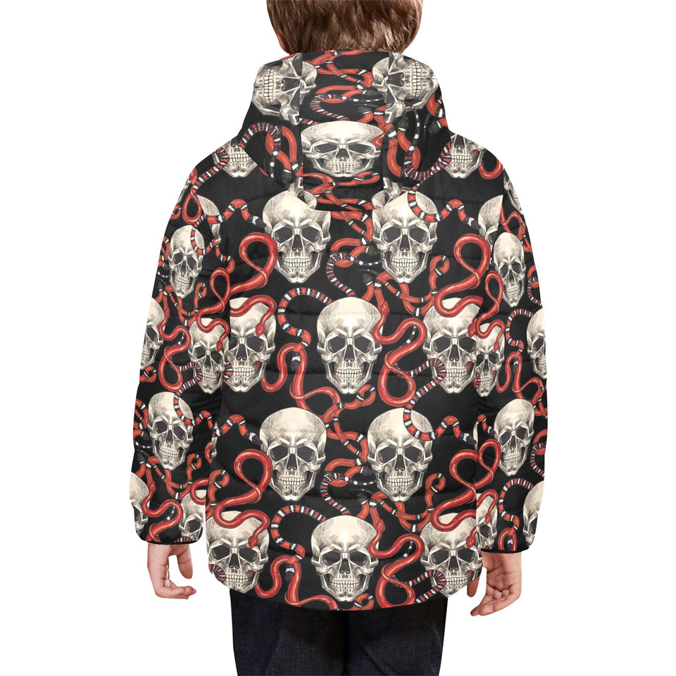 Red snake skull pattern Kids' Boys' Girls' Padded Hooded Jacket
