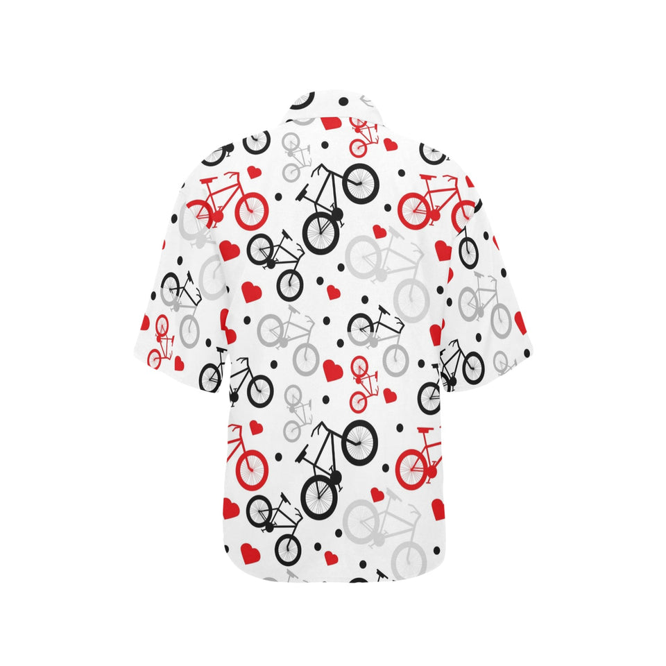 Bicycle Pattern Print Design 04 Women's All Over Print Hawaiian Shirt