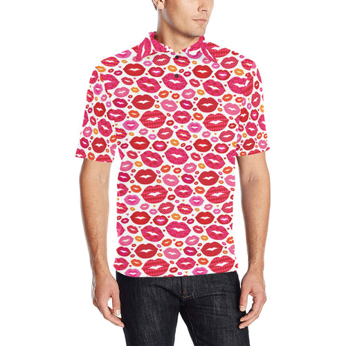 Lips Pattern Print Design 01 Men's All Over Print Polo Shirt