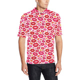Lips Pattern Print Design 01 Men's All Over Print Polo Shirt