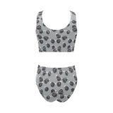 Sun Glasses Pattern Print Design 04 Chest Bowknot High Waisted Bikini Swimsuit