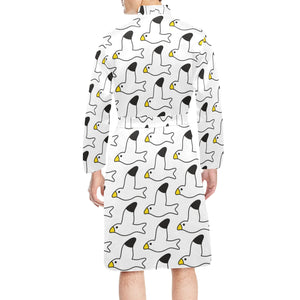 Seagull Pattern Print Design 05 Men's Long Sleeve Belted Night Robe