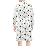 Seagull Pattern Print Design 05 Men's Long Sleeve Belted Night Robe