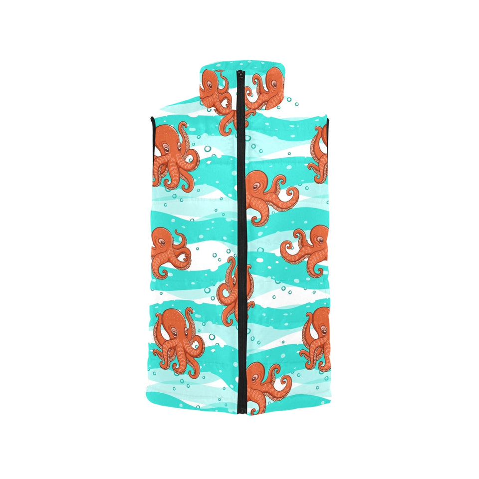 Octopuses sea wave background Women's Padded Vest