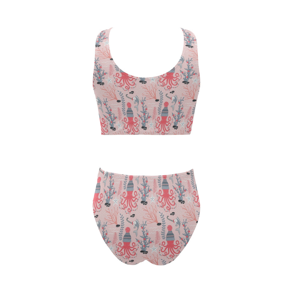 Octopus winter hat garland Fish candy Seaweed Cora Chest Bowknot High Waisted Bikini Swimsuit