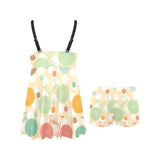 Bicycle Pattern Print Design 01 Chest Sexy Pleated Two Piece Swim Dress