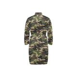 Dark Green camouflage pattern Men's Long Sleeve Belted Night Robe