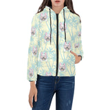 French bulldog hawaii blackground Women's Padded Hooded Jacket
