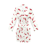 Chili peppers pattern Women's Long Sleeve Belted Night Robe