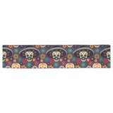 Sugar skulls flower maxican pattern Table Runner