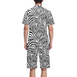 Zebra skin pattern Men's V-Neck Short Pajama Set