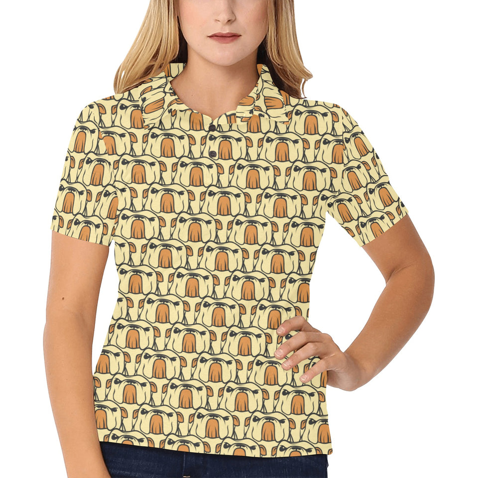 English Bulldog Pattern Print Design 02 Women's All Over Print Polo Shirt