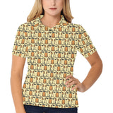 English Bulldog Pattern Print Design 02 Women's All Over Print Polo Shirt