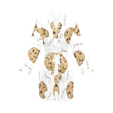Sketch style cookie pattern Women's Long Sleeve Belted Night Robe