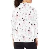 Poodle dog rose cake pattern Women's Long Sleeve Polo Shirt