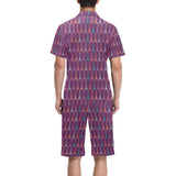 Eiffel Tower Pattern Print Design 05 Men's V-Neck Short Pajama Set
