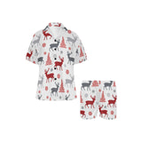 Deer tree snowflakes chrismas pattern Women's V-Neck Short Pajama Set