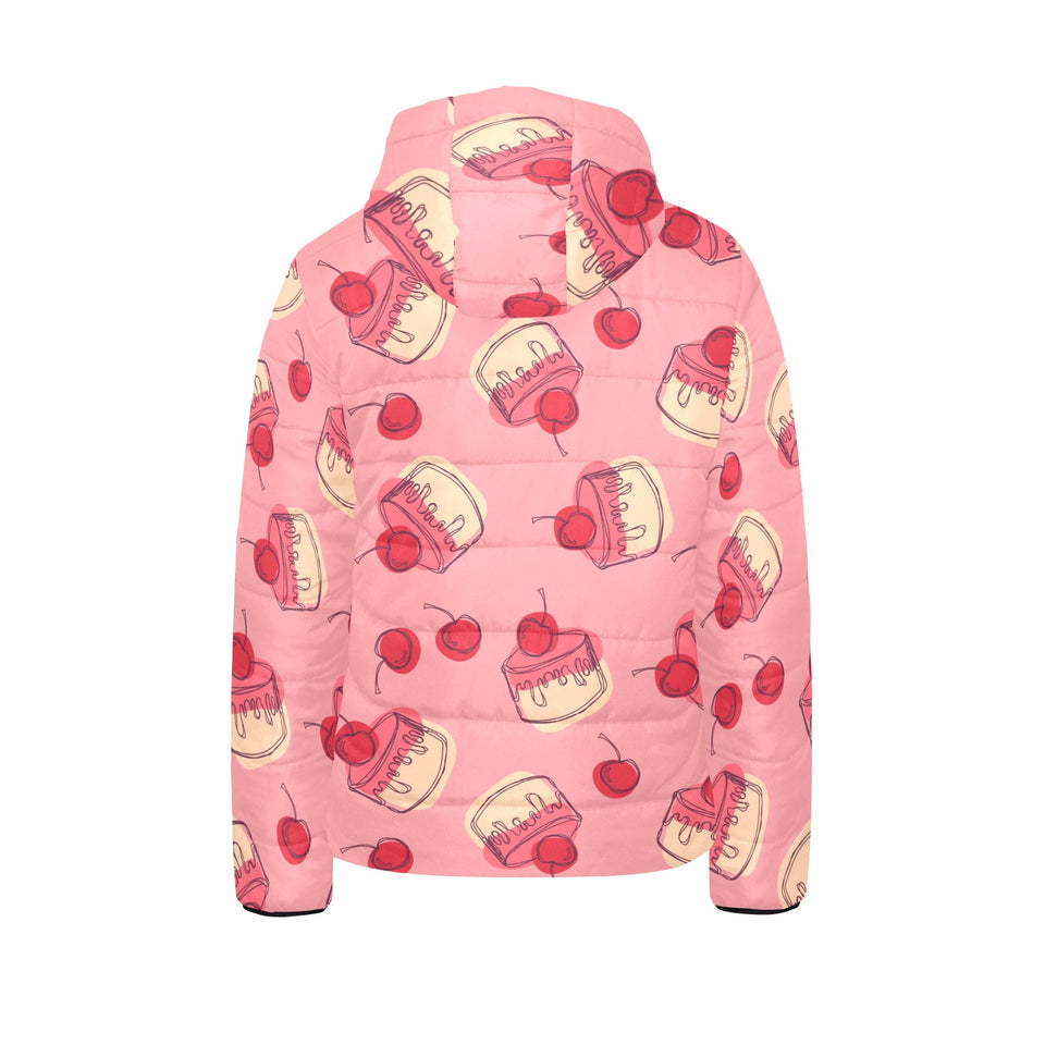 Cake cherry pattern Kids' Boys' Girls' Padded Hooded Jacket