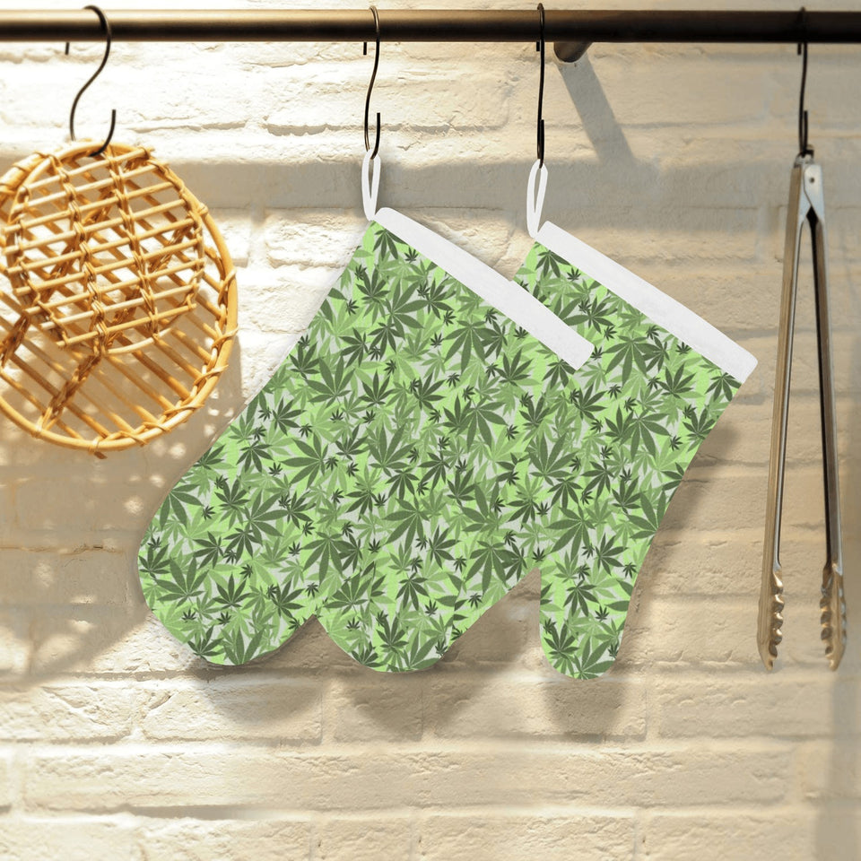 Canabis Marijuana Weed Pattern Print Design 01 Heat Resistant Oven Mitts