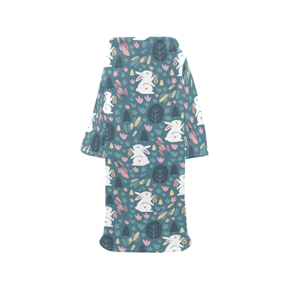 Cute rabbit pattern Blanket Robe with Sleeves