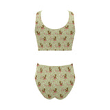 Yorkshire Terrier Pattern Print Design 01 Chest Bowknot High Waisted Bikini Swimsuit