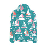 Cute sailboat pattern Men's Padded Hooded Jacket