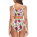 dragon fruits white background Chest Bowknot High Waisted Bikini Swimsuit