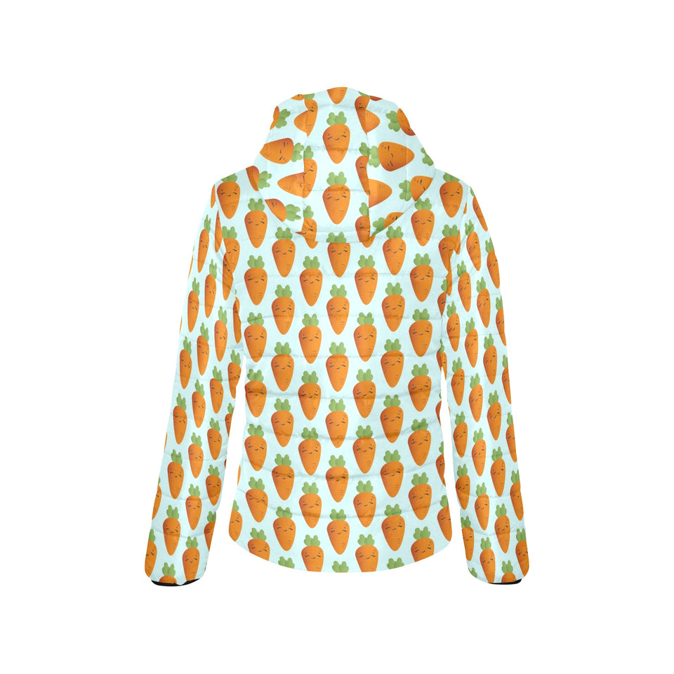 Carrot Pattern Print Design 03 Women's Padded Hooded Jacket